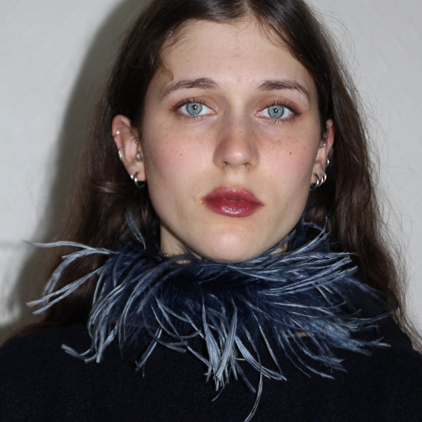 COL EN PLUME BLEU CIEL