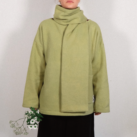 MANTEAU-PULL & ÉCHARPE - OLIVE