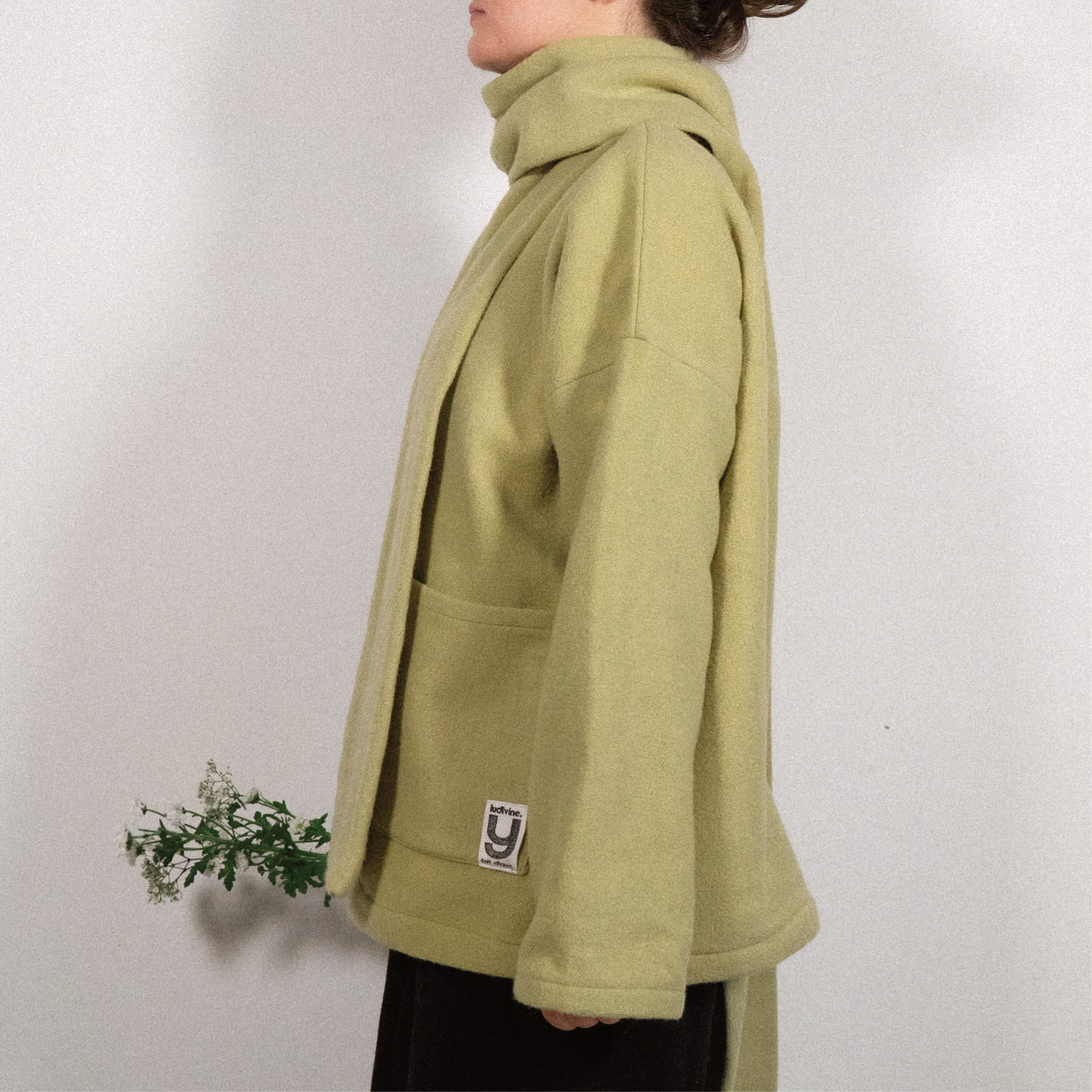 MANTEAU-PULL & ÉCHARPE - OLIVE