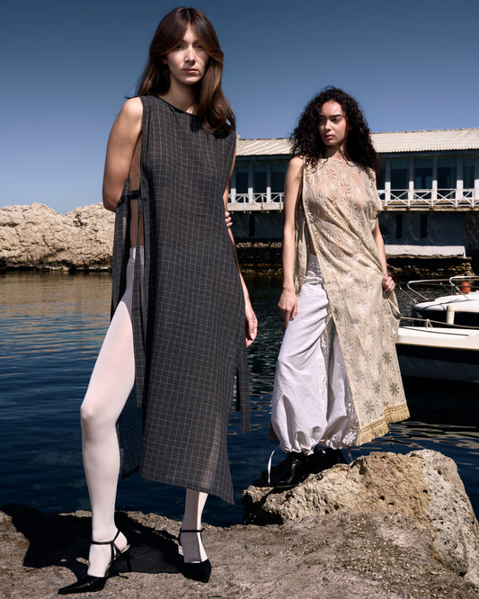 ROBE TABLIER GRIS