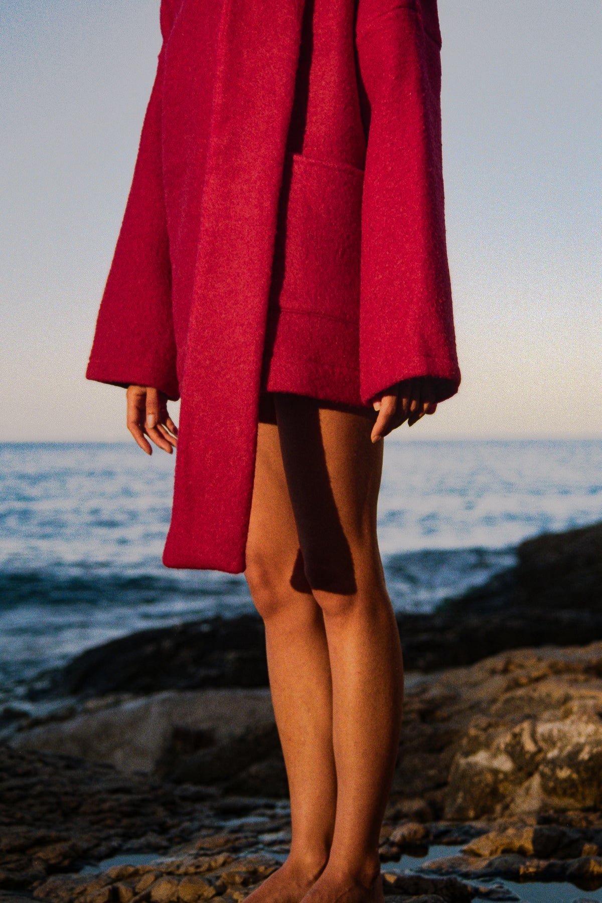 MANTEAU-PULL & ÉCHARPE - FRAMBOISE