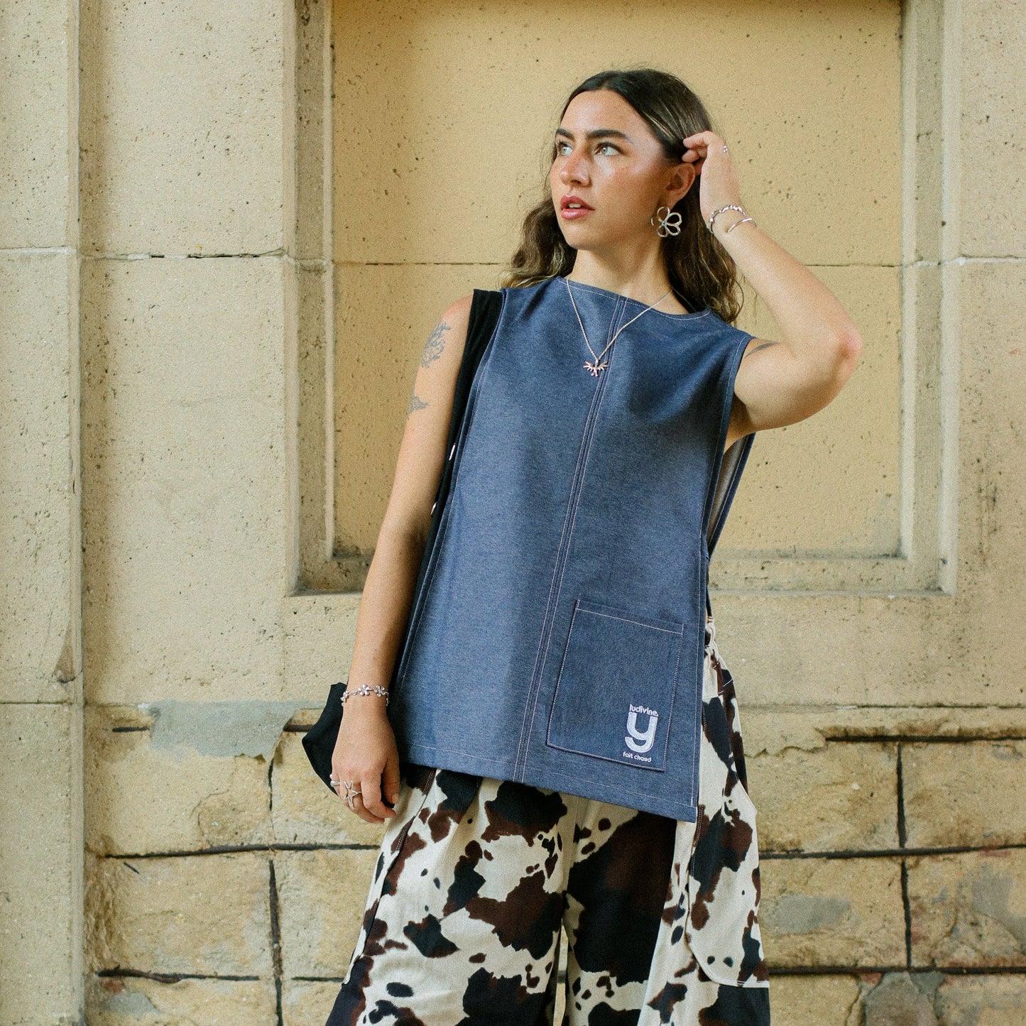 TABLIER DENIM BLEU