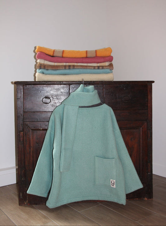 MANTEAU-PULL & ÉCHARPE - NYMPHEAS HARMONIE VERTE