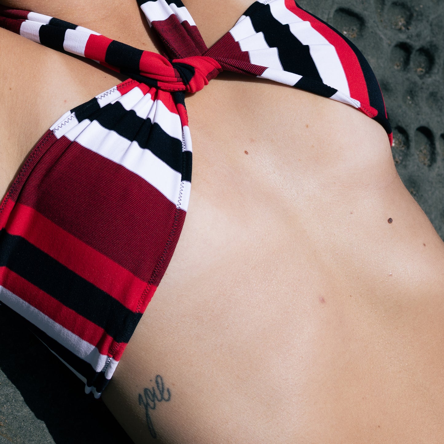 BANDEAU MODULABLE RAYÉ ROUGE ET NOIR