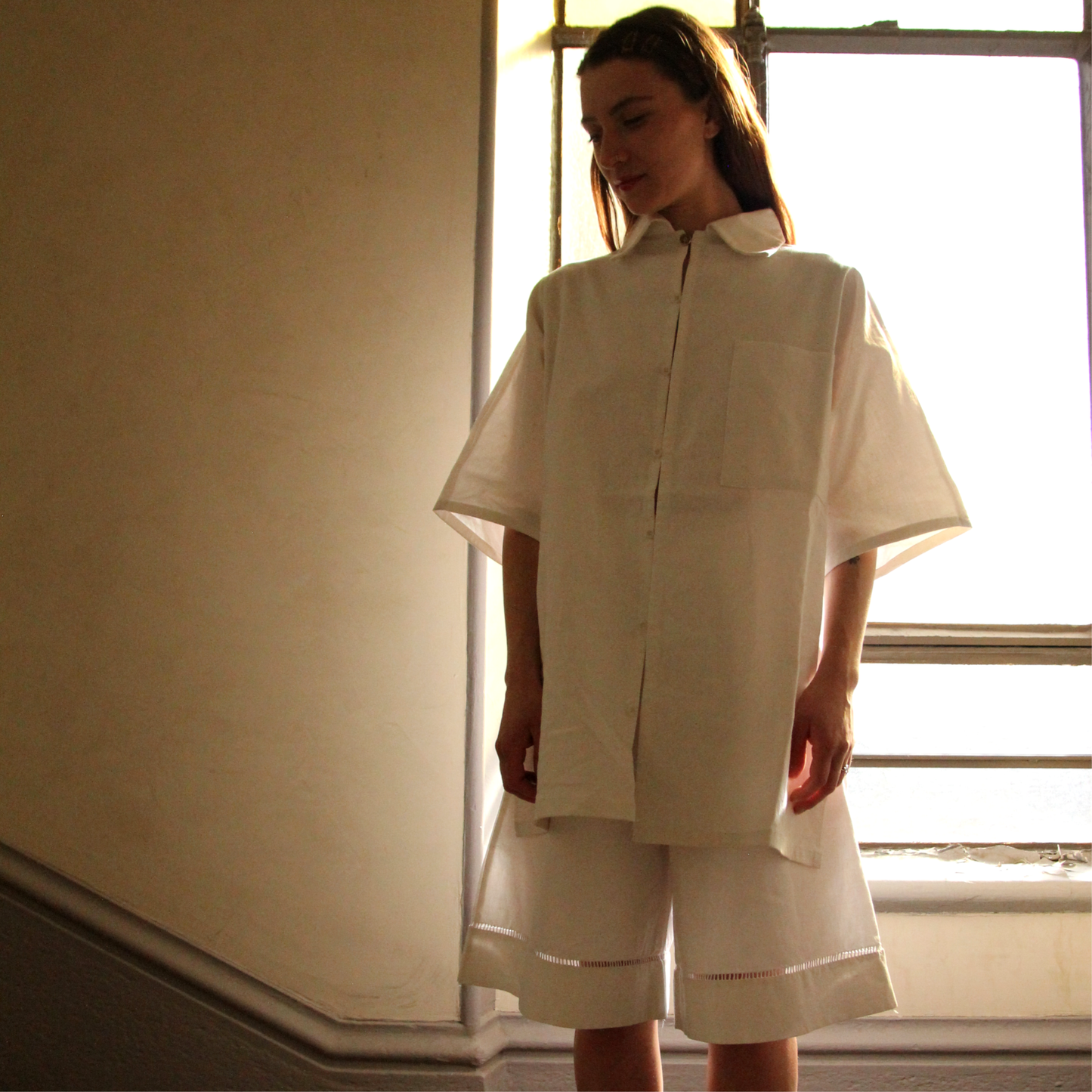 SHORT EN LIN BLANC N°1