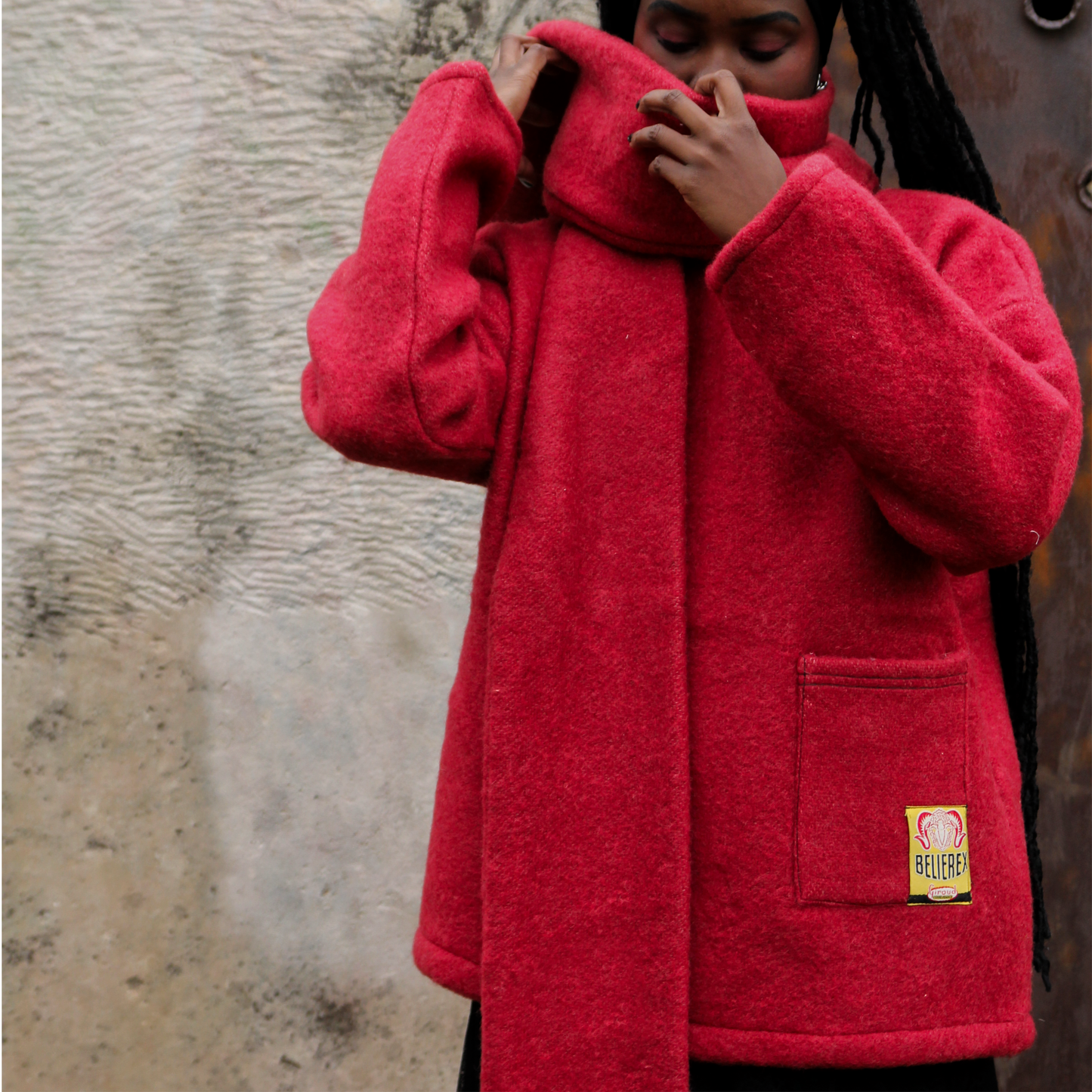 MANTEAU-PULL & ÉCHARPE - BETTERAVE