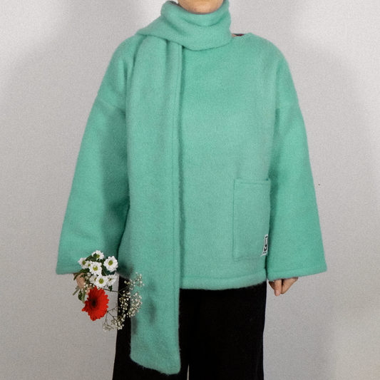 MANTEAU-PULL & ÉCHARPE - NYMPHEAS HARMONIE VERTE