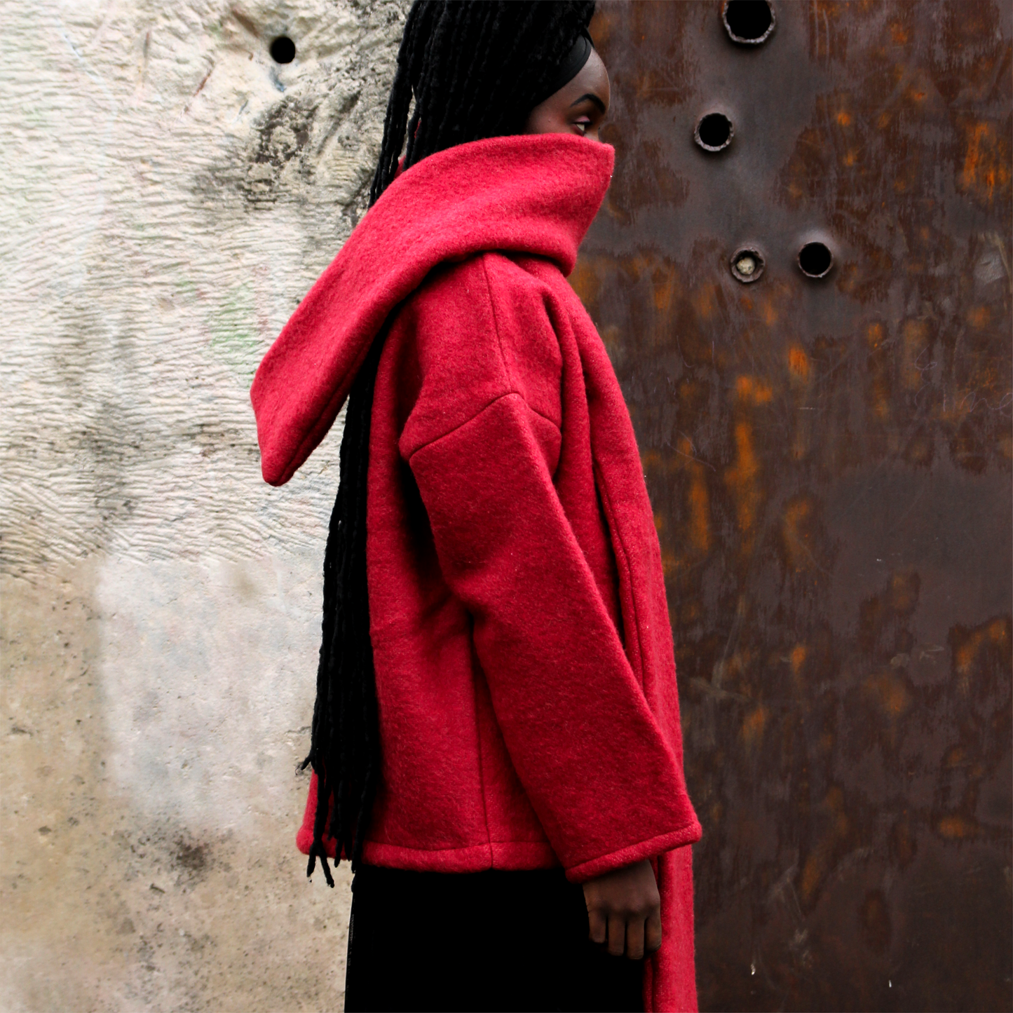 MANTEAU-PULL & ÉCHARPE - BETTERAVE