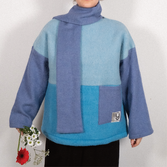 MANTEAU-PULL & ÉCHARPE - PATCHWORK N°3