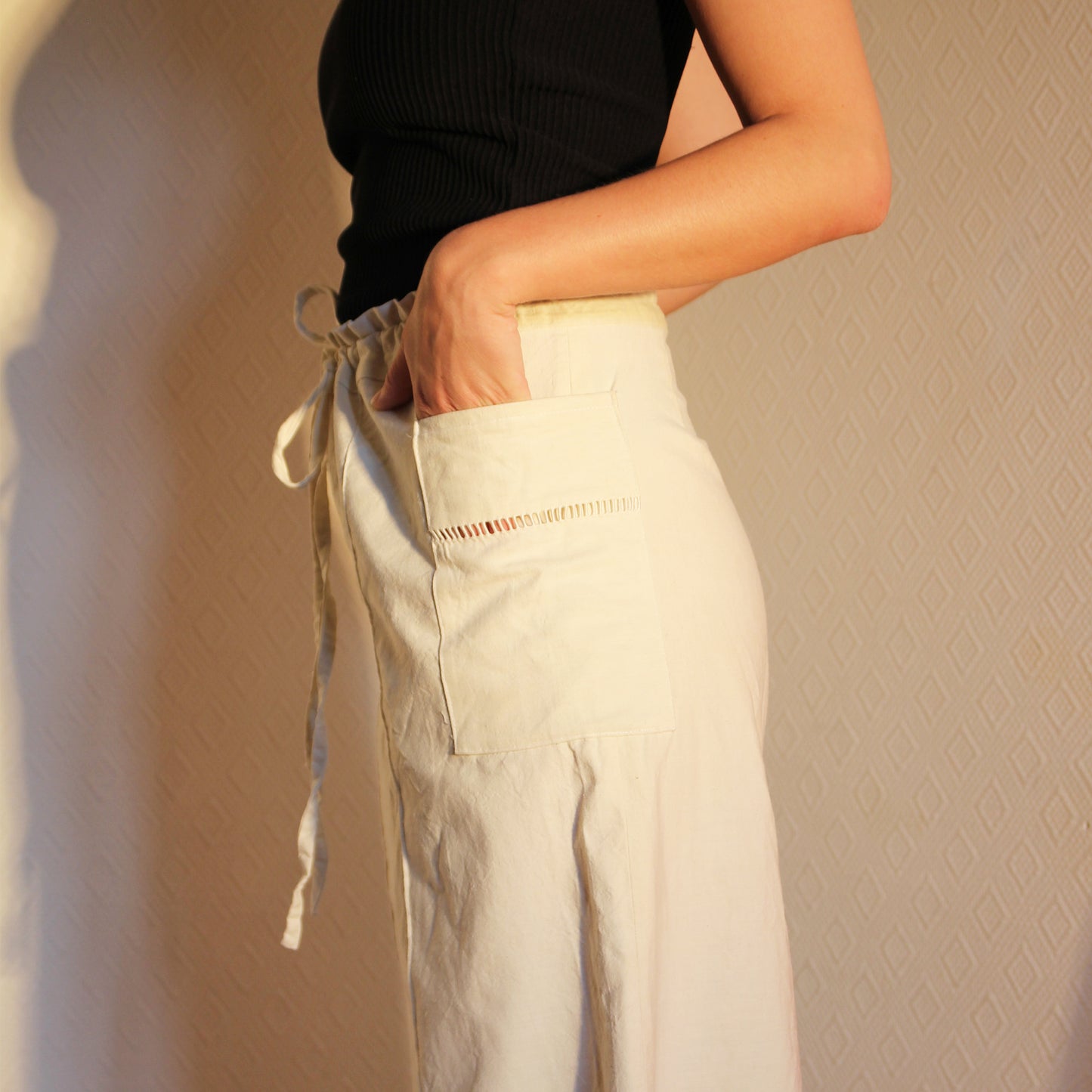 PANTALON EN LIN BLANC